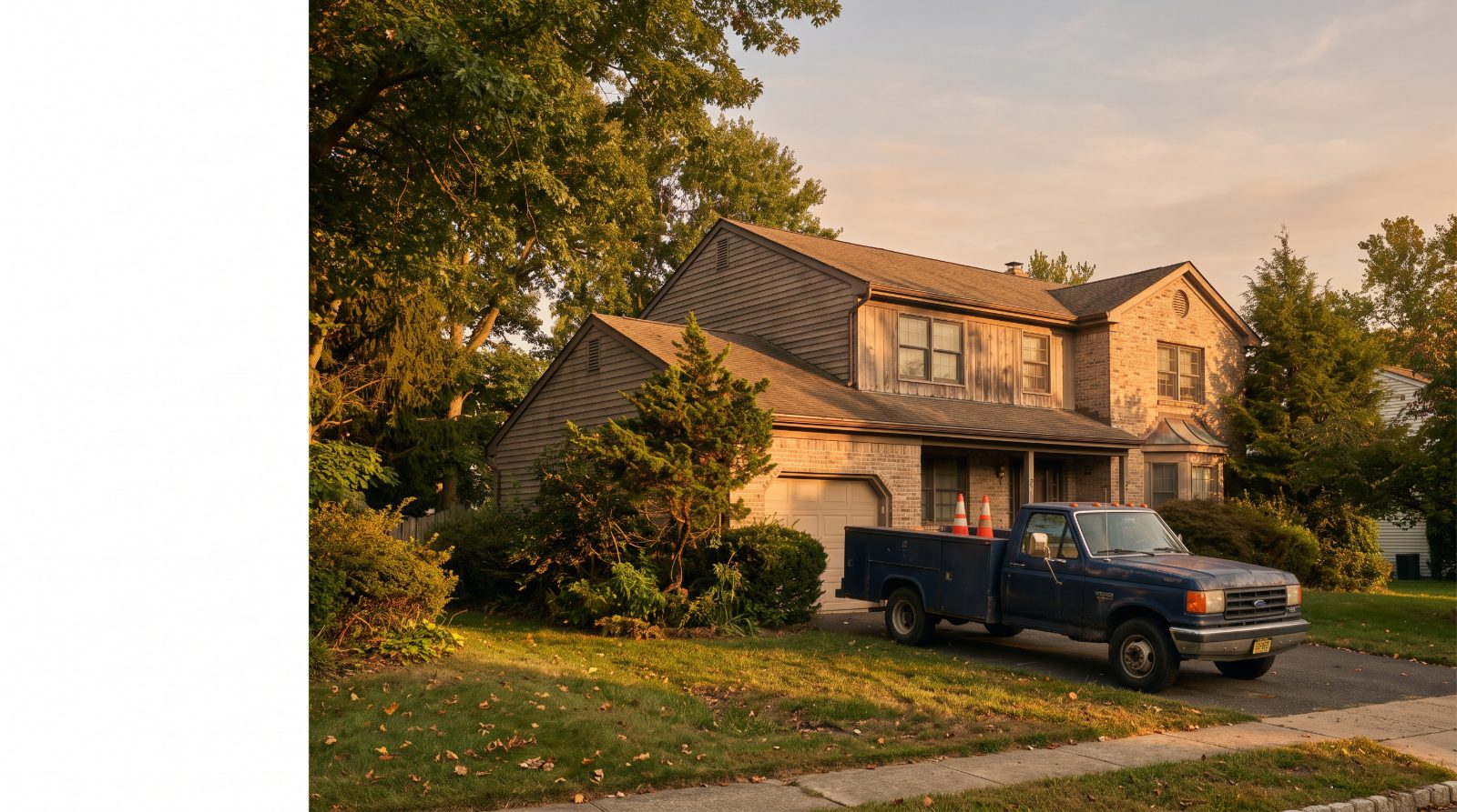 Completed suburban NJ house a few years after construction