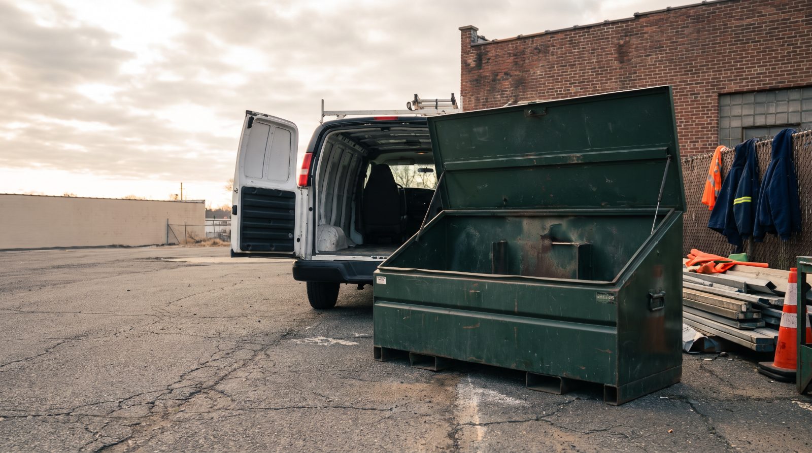 Open contractor van with tools missing