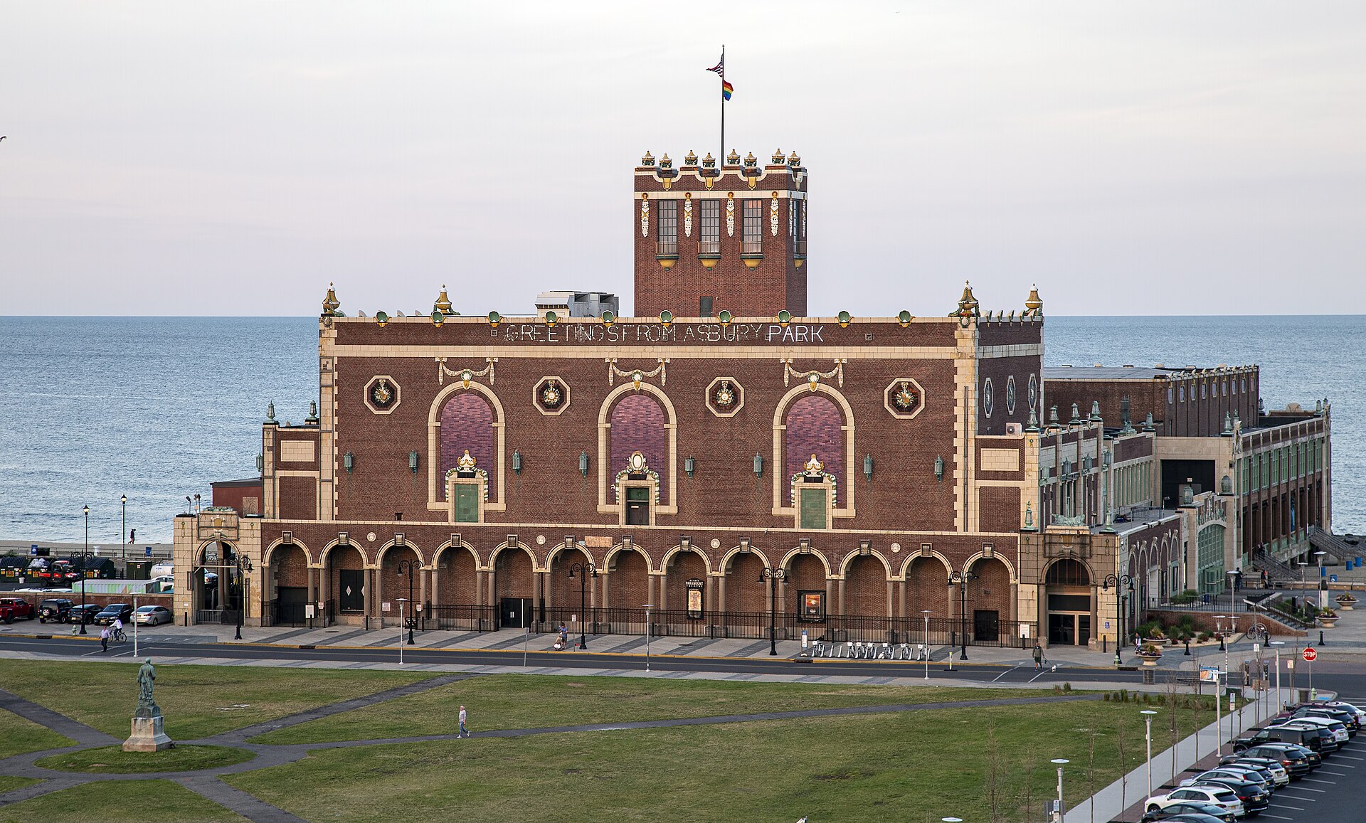 The Paramount Theatre and Convention Hall on the oceanfront at Asbury Park, New Jersey