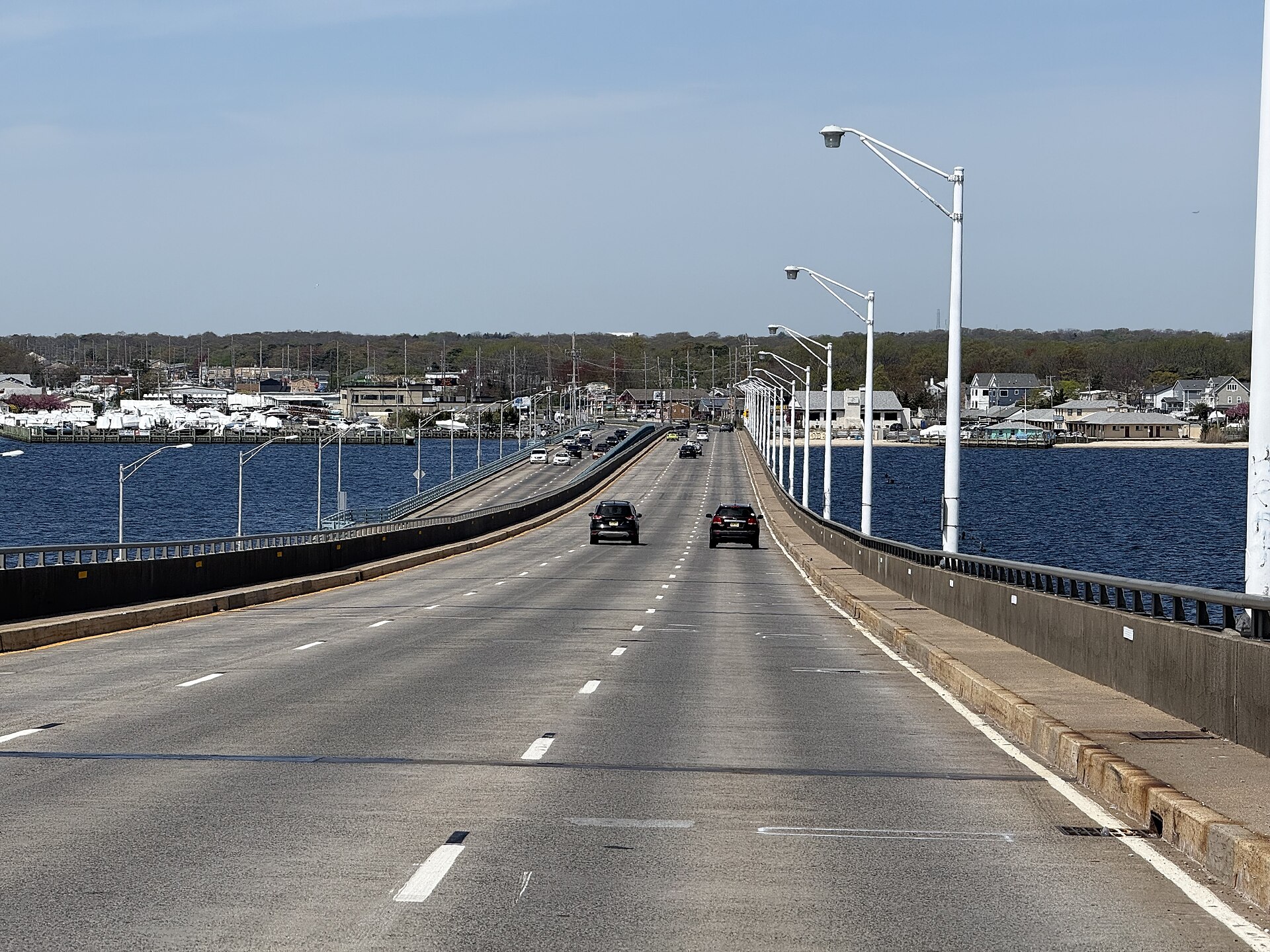 Route 37 carrying traffic west over Barnegat Bay into Toms River, New Jersey