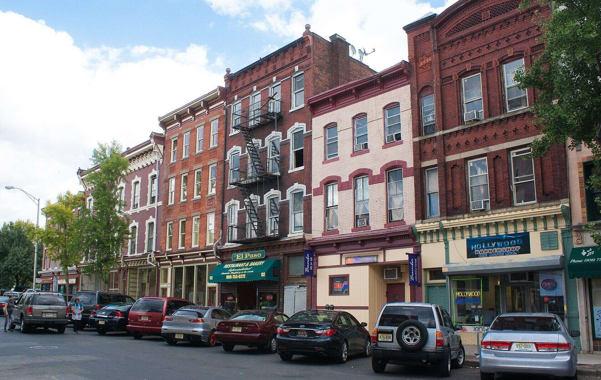 Brick commercial buildings along North Avenue in downtown Plainfield, New Jersey