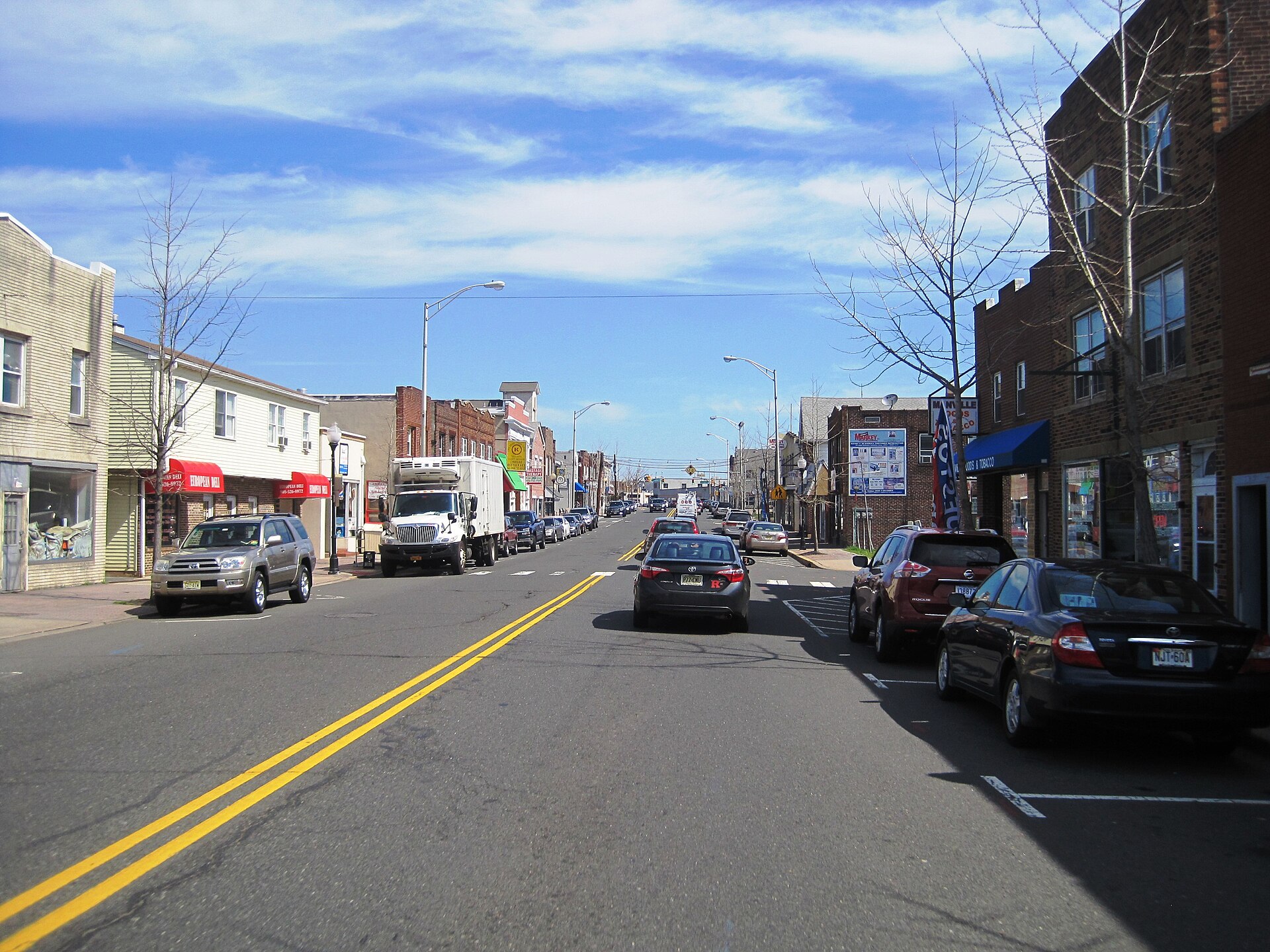 Storefronts along Main Street in the central business district of Manville, New Jersey